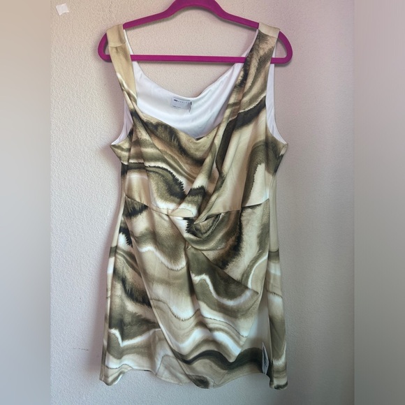 NWT ASOS Beige Blurred Marble Stripe Off One Shoulder Structured Mini Dress 14 - Picture 10 of 12